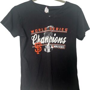 San Francisco Giants World Series Champions Black Tee Official V Neck Women’s Te